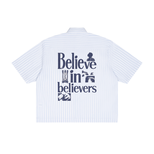 BIB Unisex Striped Boxy Button-Up Shirt