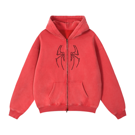CROSS UP SPIDEY Zip-Through Boxy Fleece Hoodie