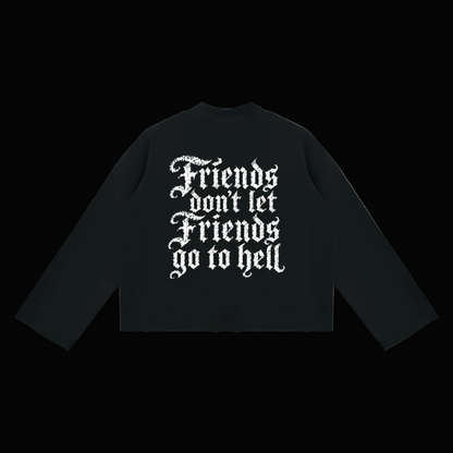 FDLFGTH Mock Neck Raw Edge Boxy Sweatshirt