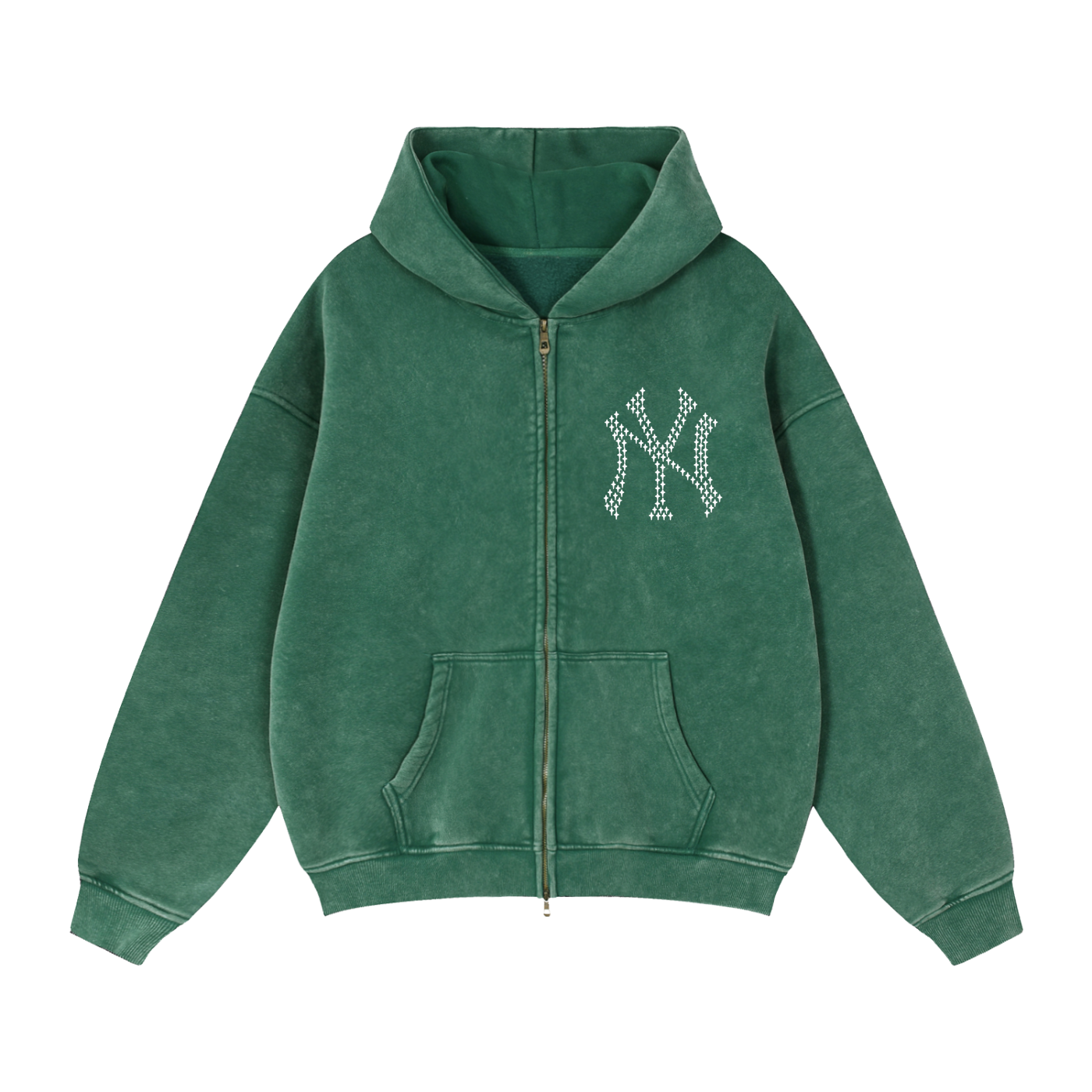 CROSS UP NY Zip-Through Boxy Fleece Hoodie