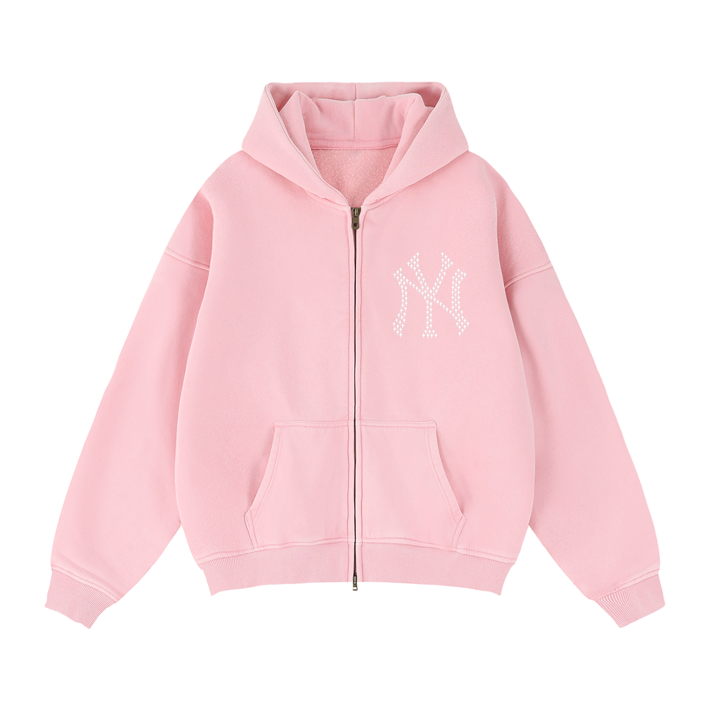 CROSS UP NY Zip-Through Boxy Fleece Hoodie