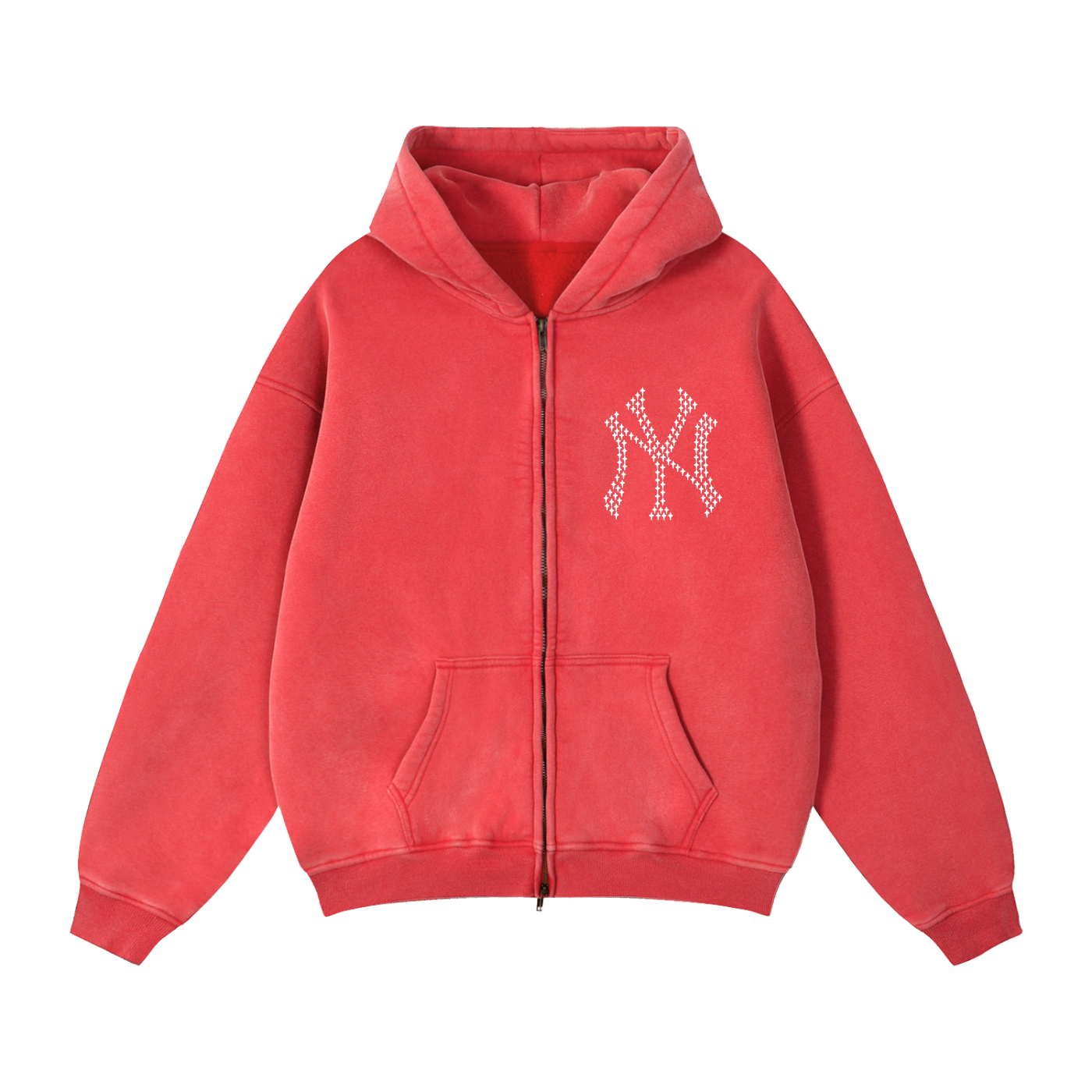 CROSS UP NY Zip-Through Boxy Fleece Hoodie