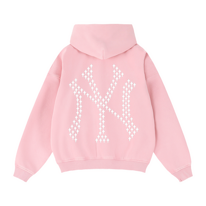 CROSS UP NY Zip-Through Boxy Fleece Hoodie