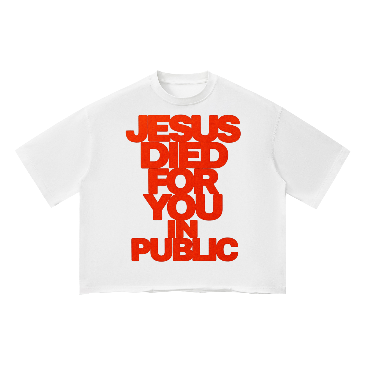 JESUS DIED FOR YOU IN PUBLIC Vintage Wash Boxy T-Shirt
