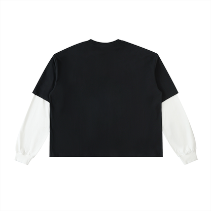 LIGHT OF THE WRLD Layered Contrast Sleeve Cotton T-Shirt