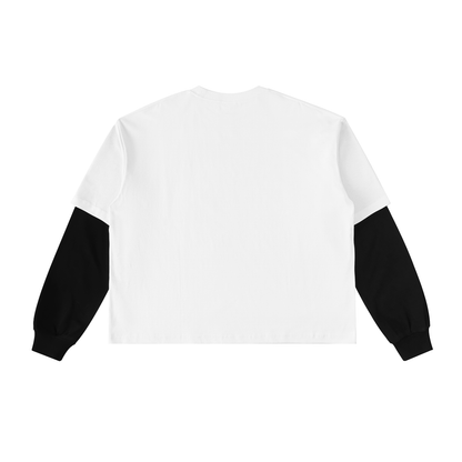 LIGHT OF THE WRLD Layered Contrast Sleeve Cotton T-Shirt